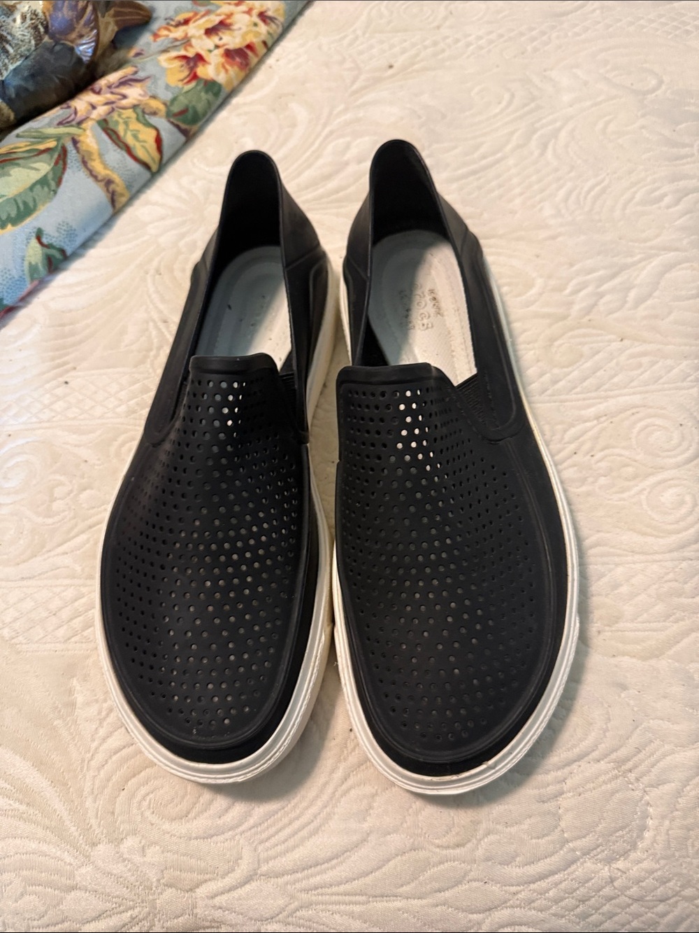 Woman’s Black Slip-On Perforated Casual Sneakers